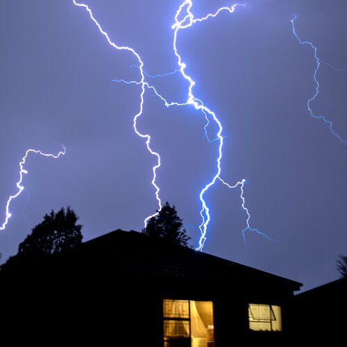 Lightning Strikes a Roof.